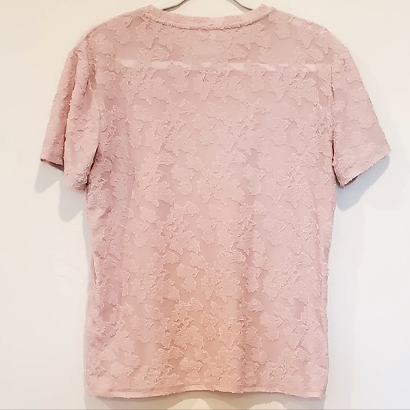 Wilfred Aritizia Dusty Pink Stretchy Sheer Floral Jacquard Top, Med. EUC - Picture 2 of 15